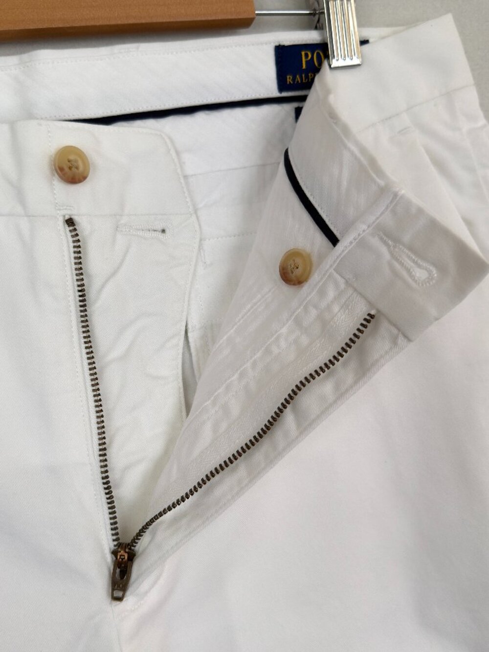 Polo Ralph Lauren Shorts Men 32 White Stretch Classic Fit Flag Embroidered Chino - Picture 3 of 13